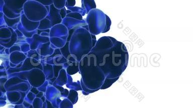 蓝色墨水滴在水中，用阿尔法面具溶解在缓慢的运动中。 使用它作为背景，过渡或覆盖。 3d
